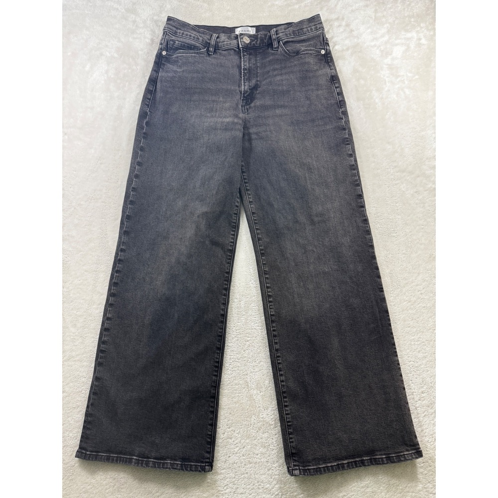FRAME Womens Le Slim Palazzo High Rise Wide Leg Black Jeans 30 Meas: 31x30